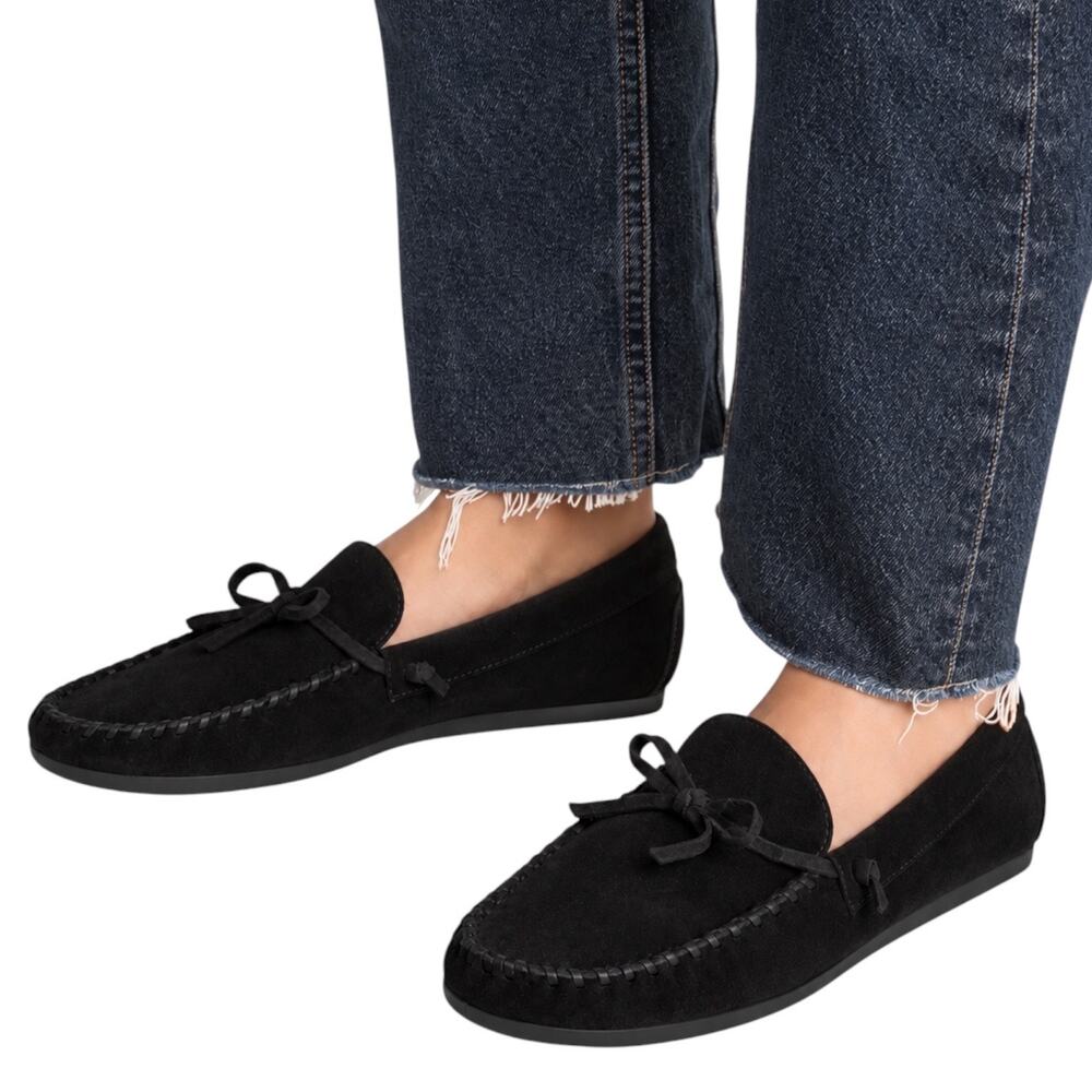 Madewell The Meadow Whipstitched Suede Driver Loafer Black Size 8